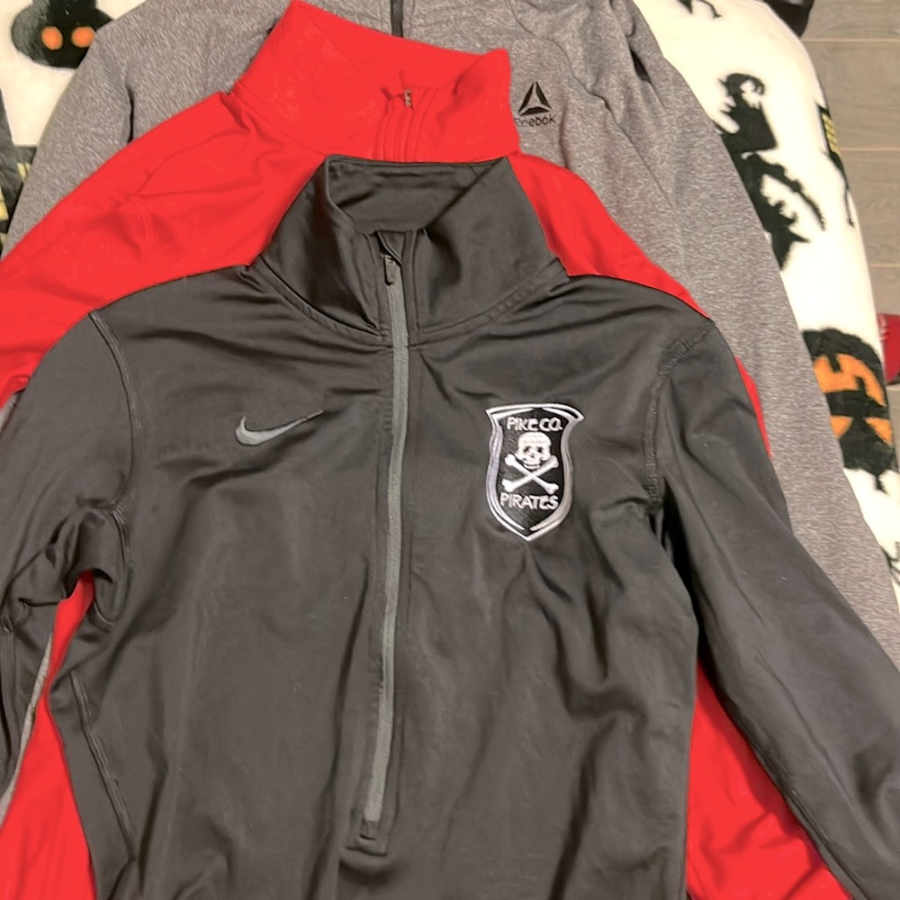 3 black ,red and grey gym jackets!